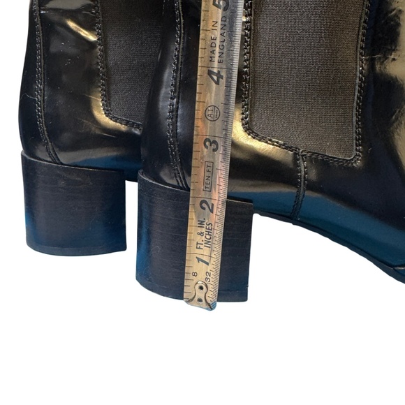 Massimo Dutti Black Patent Leather Chelsea Boots Size 39 (8 US) Block Heel - Picture 7 of 9